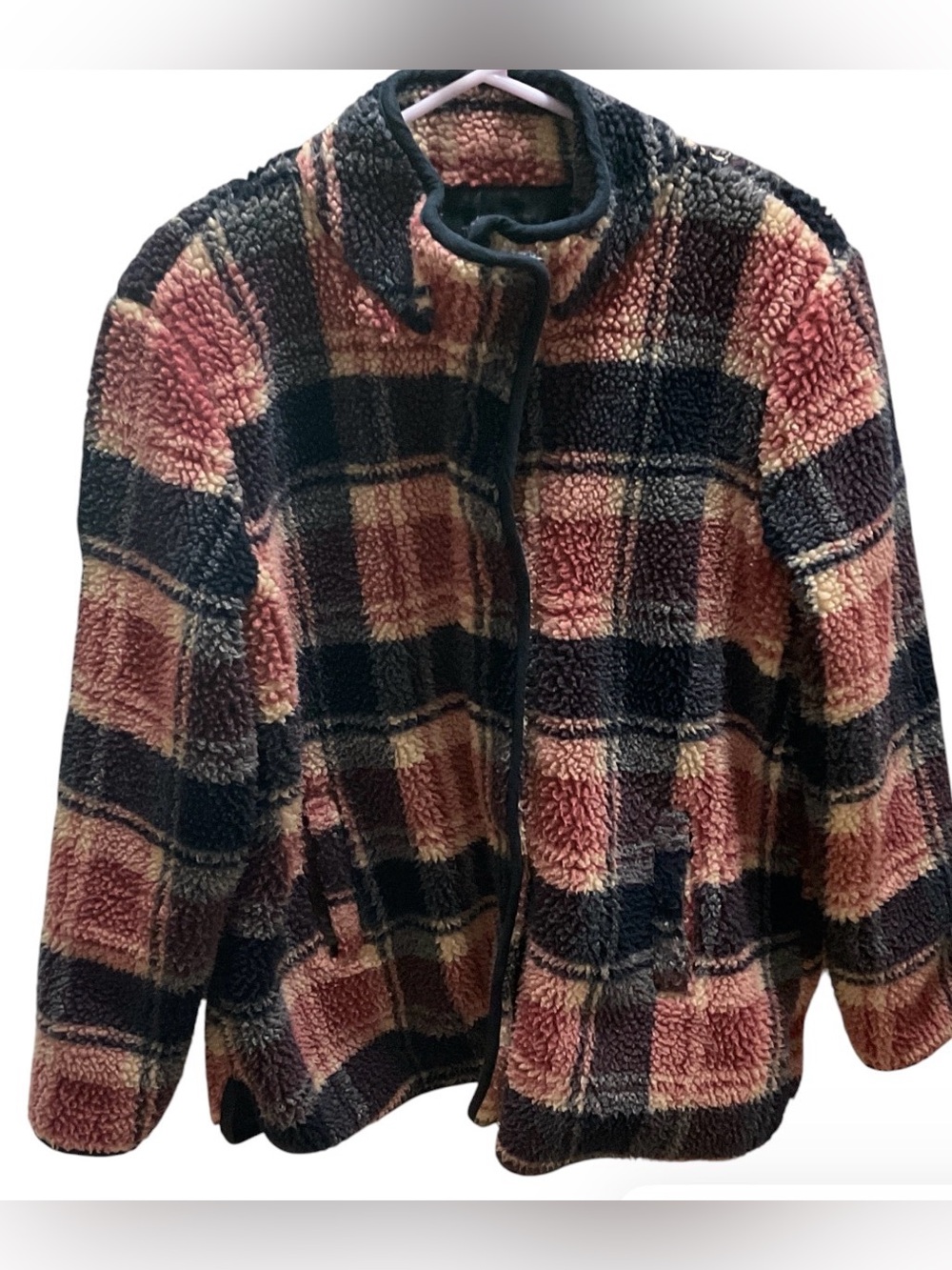 FRENCH DRESSING JEANS Plaid Fleece Coat size L